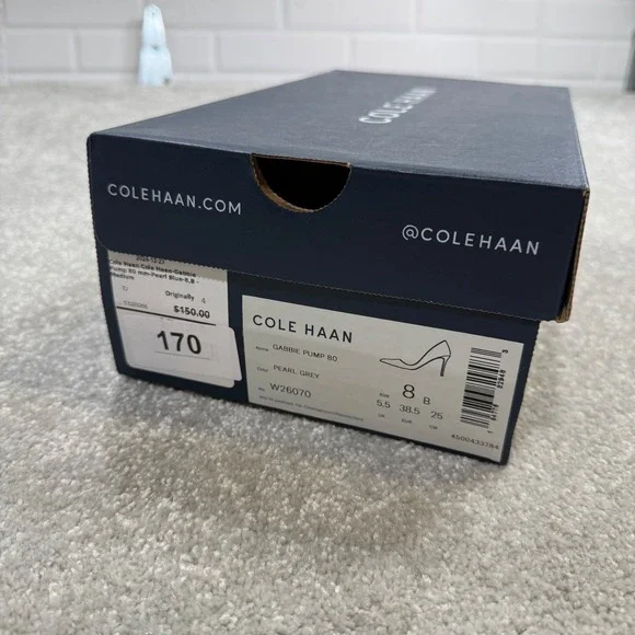 Cole Haan Gabbie Pump Suede 80 Pearl Grey Stiletto Heels NIB Sz 8 Wedding Formal - Picture 15 of 15